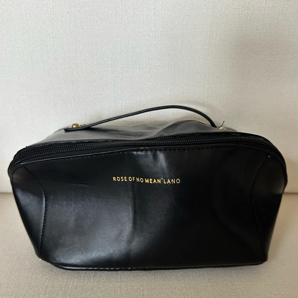 Black Cosmetic Bag with Structured Design